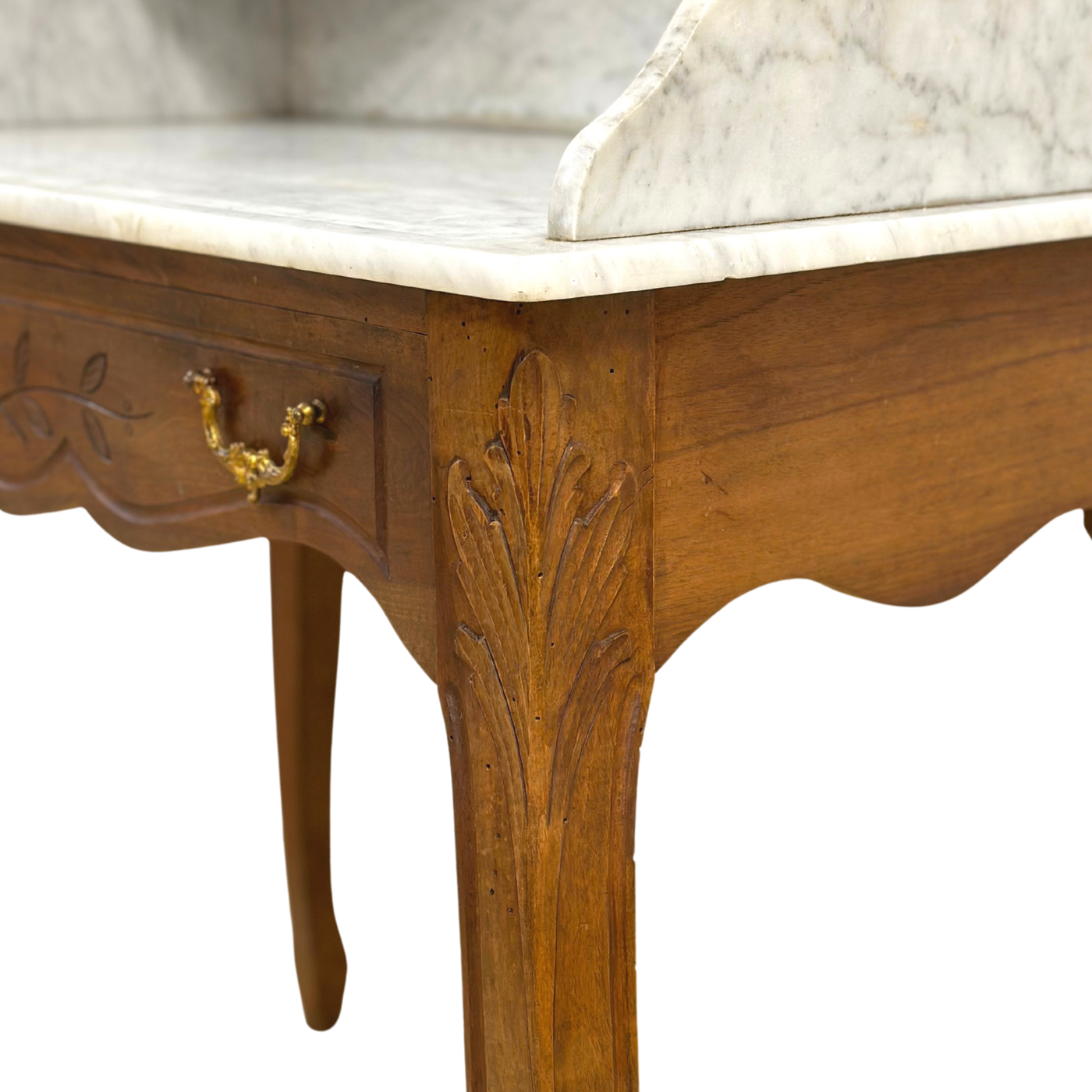 Antique White Marble Top Vanity