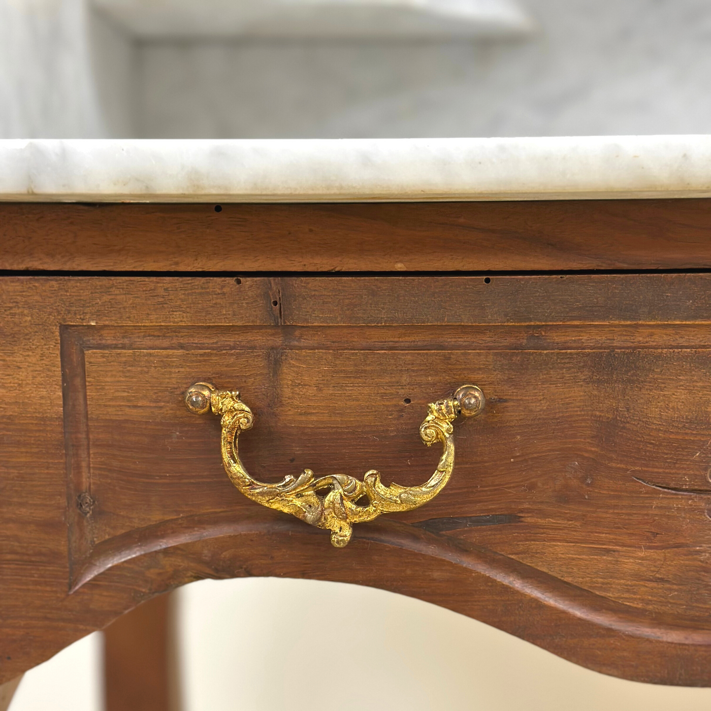 Antique White Marble Top Vanity