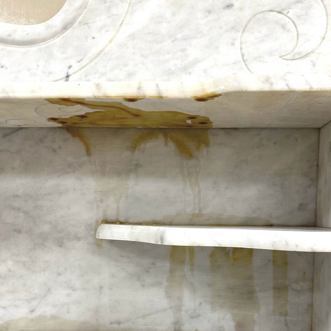 Antique White Marble Top Vanity